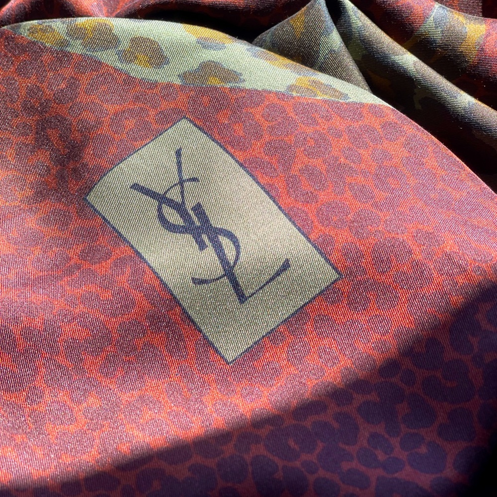 Vintage YSL Mega Silk Scarf in panther print
